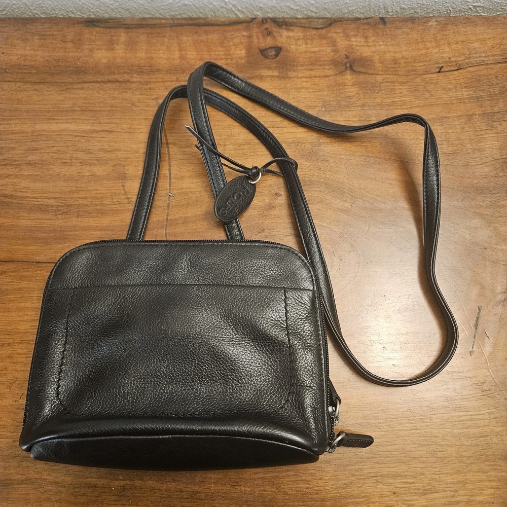 Rolfs Women's Genuine Leather Crossbody Bag Purse Black